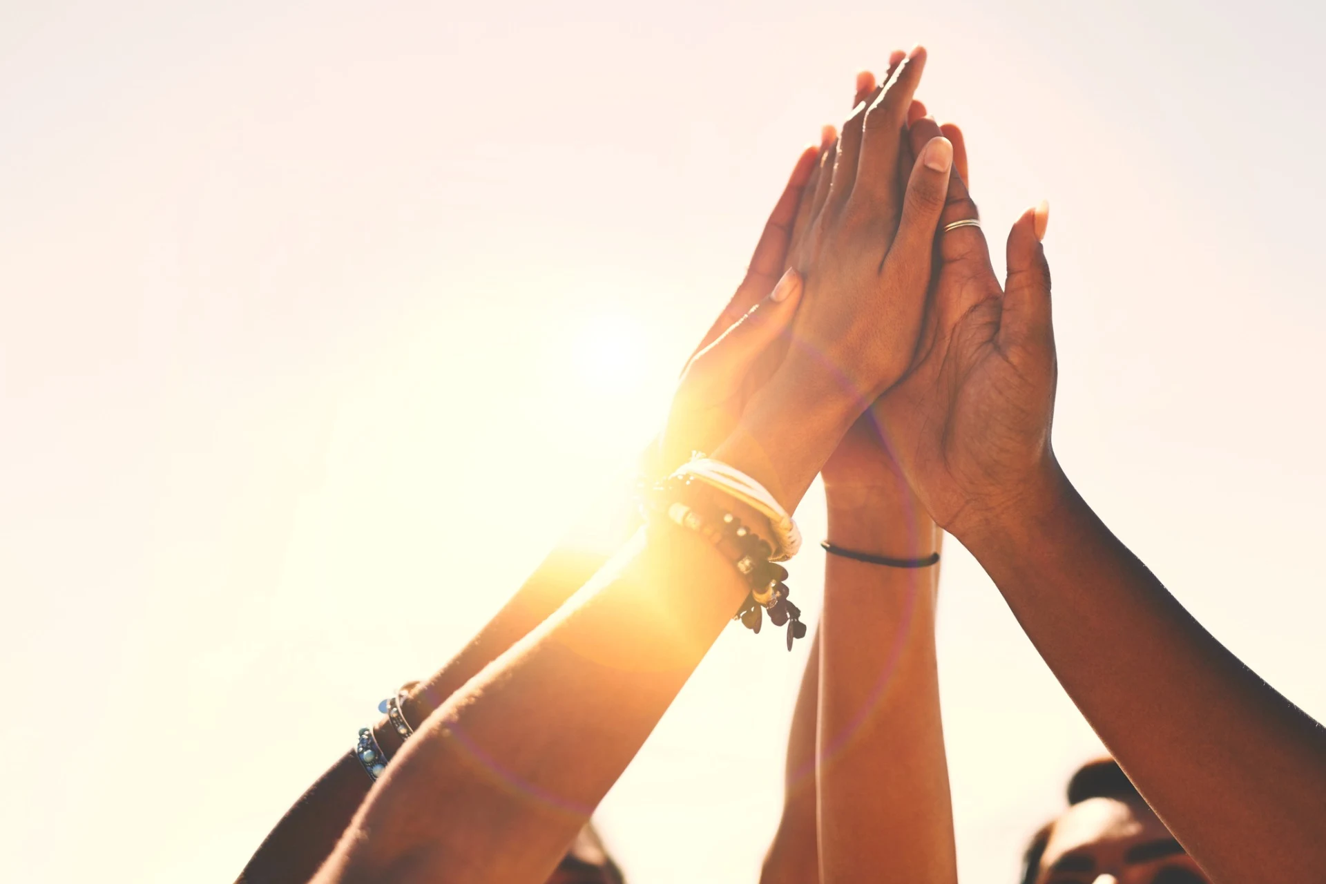 friends stick together high five